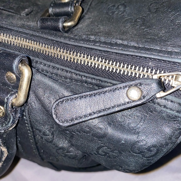 Gucci black leather Guccissima Boston Bag; great condition -recently refinished - Picture 8 of 10
